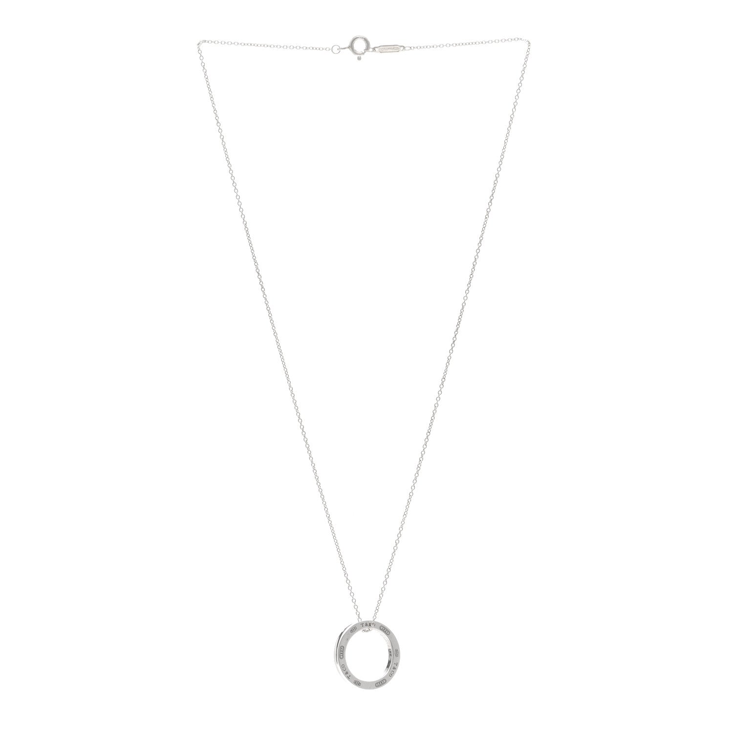 Tiffany Sterling Silver 1837 Circle Pendant Necklace 3 of 4