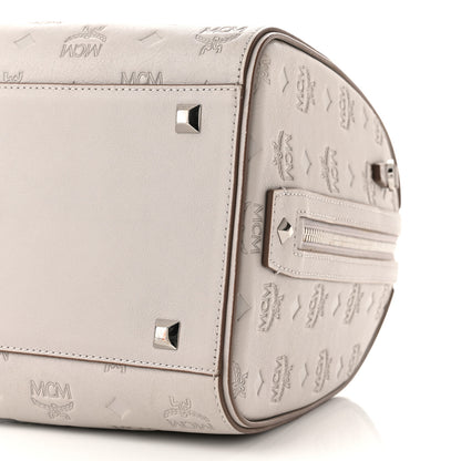 MCM Calfskin Ottomar Monogram Essential Boston Bag Dove 8 of 10