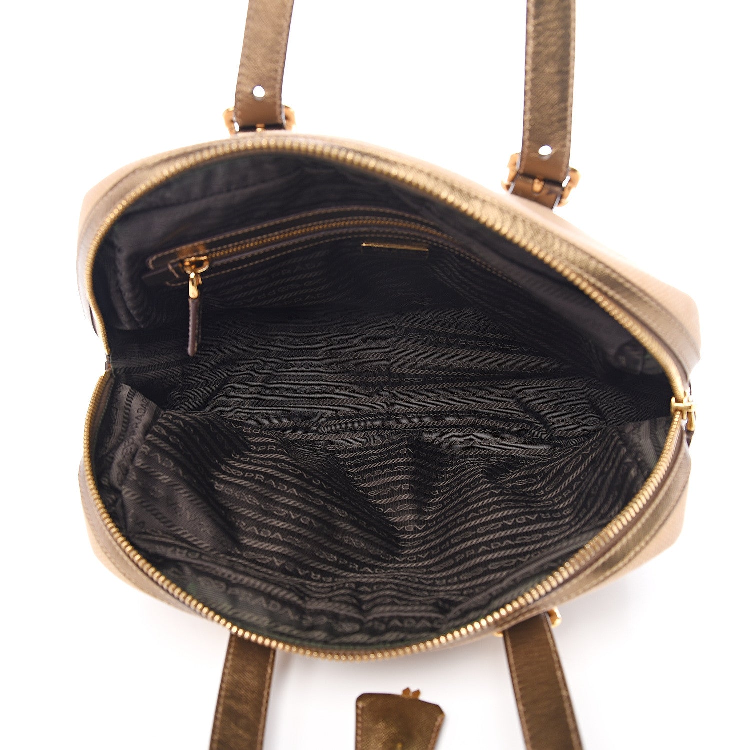 Prada Metallic Saffiano Canvas Bowler Bronzo 4 of 9