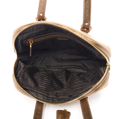 Prada Metallic Saffiano Canvas Bowler Bronzo 4 of 9