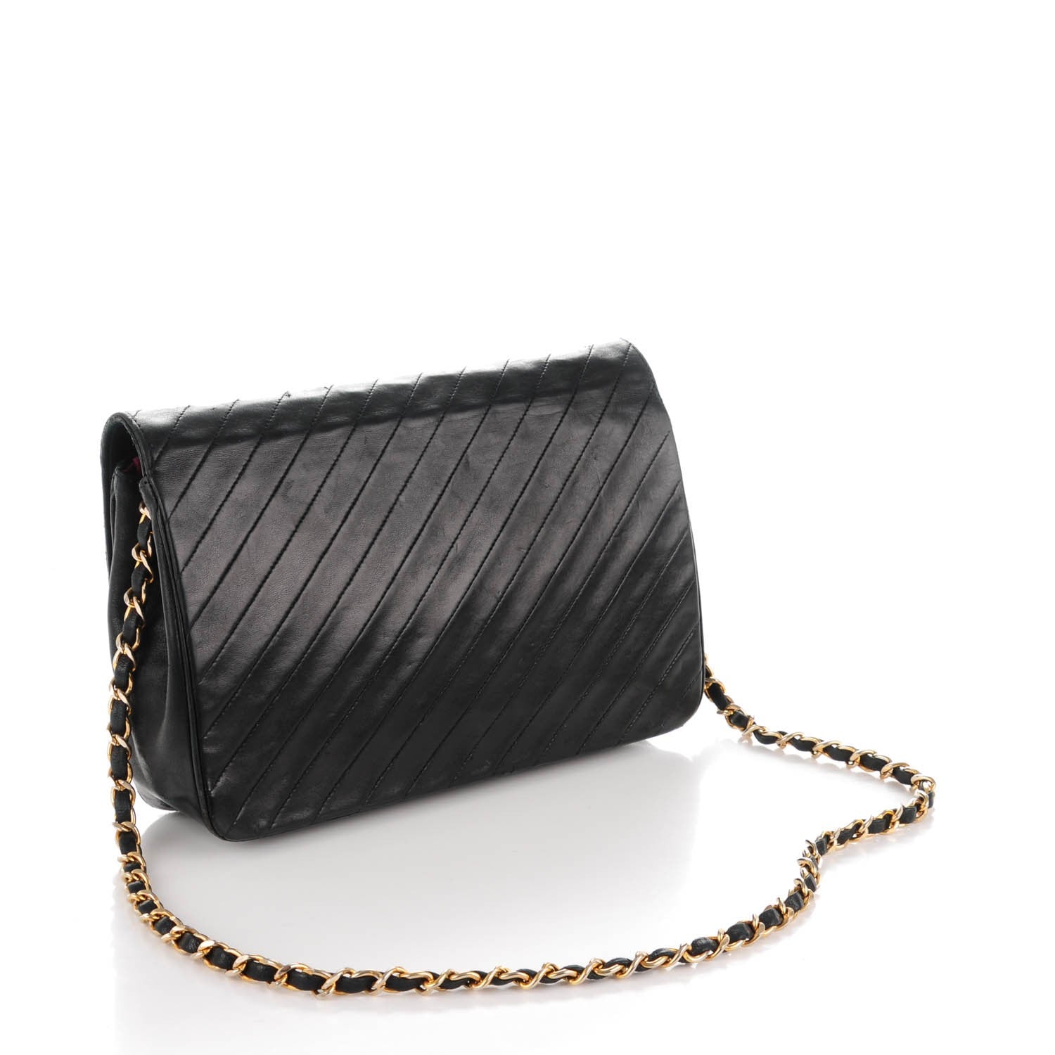 Chanel Lambskin Diagonal Quilted Small Single Flap Black 3 of 7