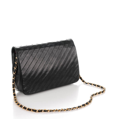 Chanel Lambskin Diagonal Quilted Small Single Flap Black 3 of 7
