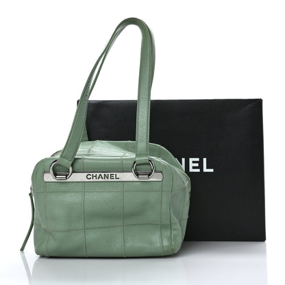 Chanel Caviar Square Stitched Bowler Light Green 13 of 13