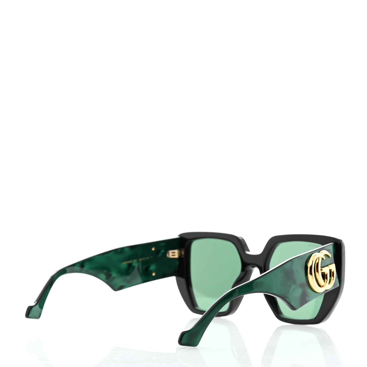 Gucci Acetate Square Frame Sunglasses GG0956S Green Black 4 of 8