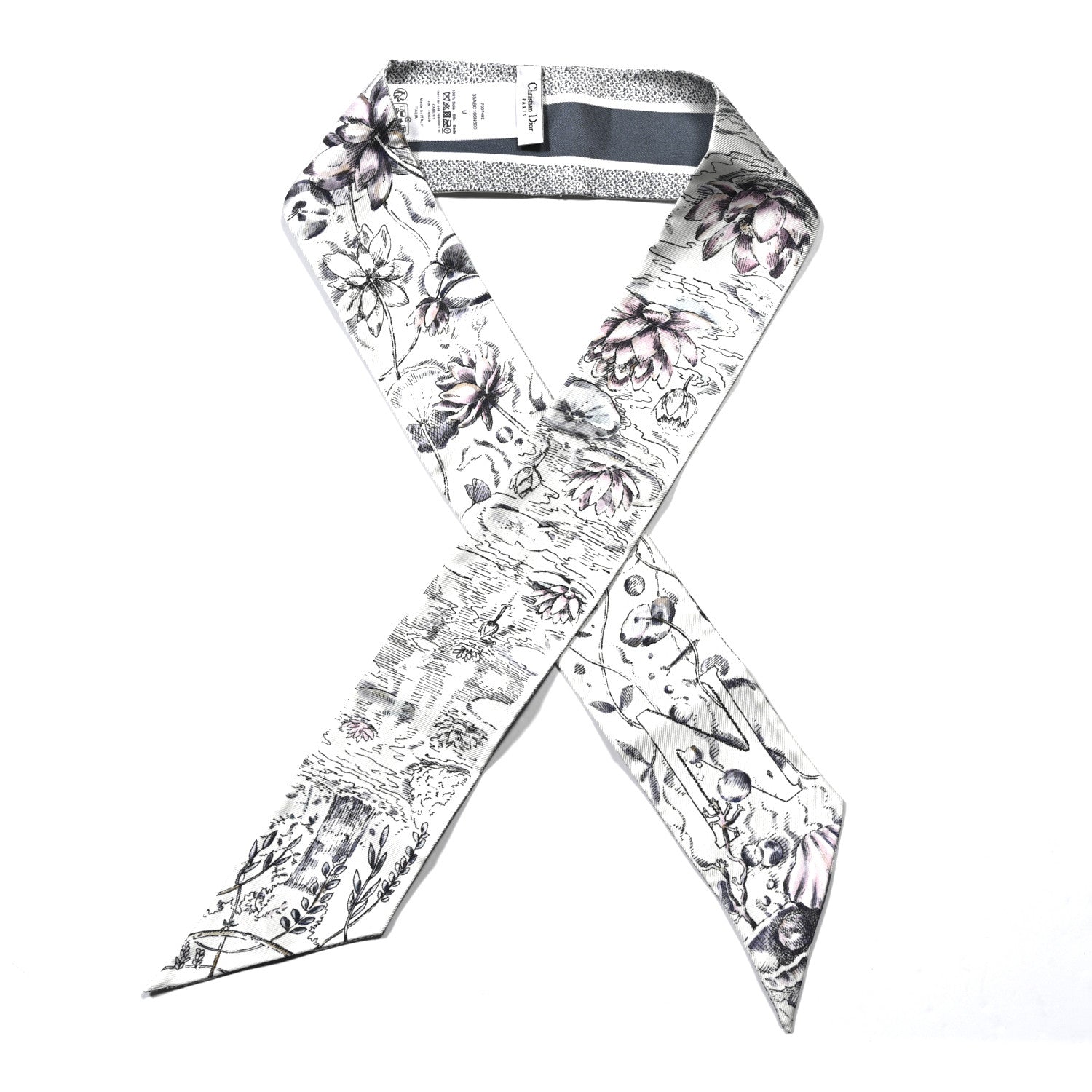 Christian Dior ABCDior Silk Mitzah Scarf Gris 1 of 4