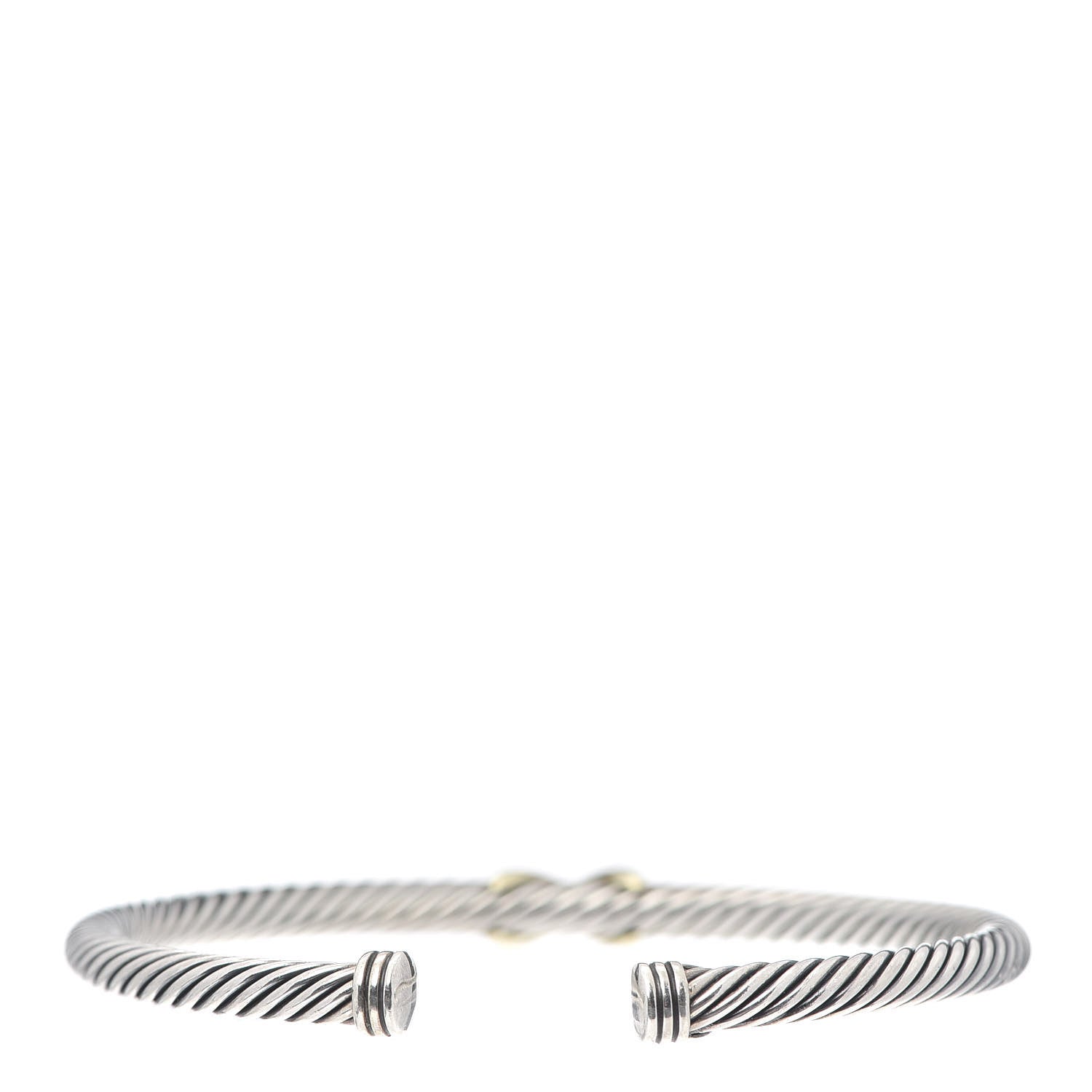 David Yurman Sterling Silver 18K Yellow Gold 4mm X Station Cable Bracelet 3 of 5