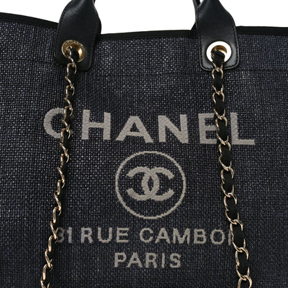 Chanel Woven Straw Raffia Large Deauville Tote Black 8 of 11