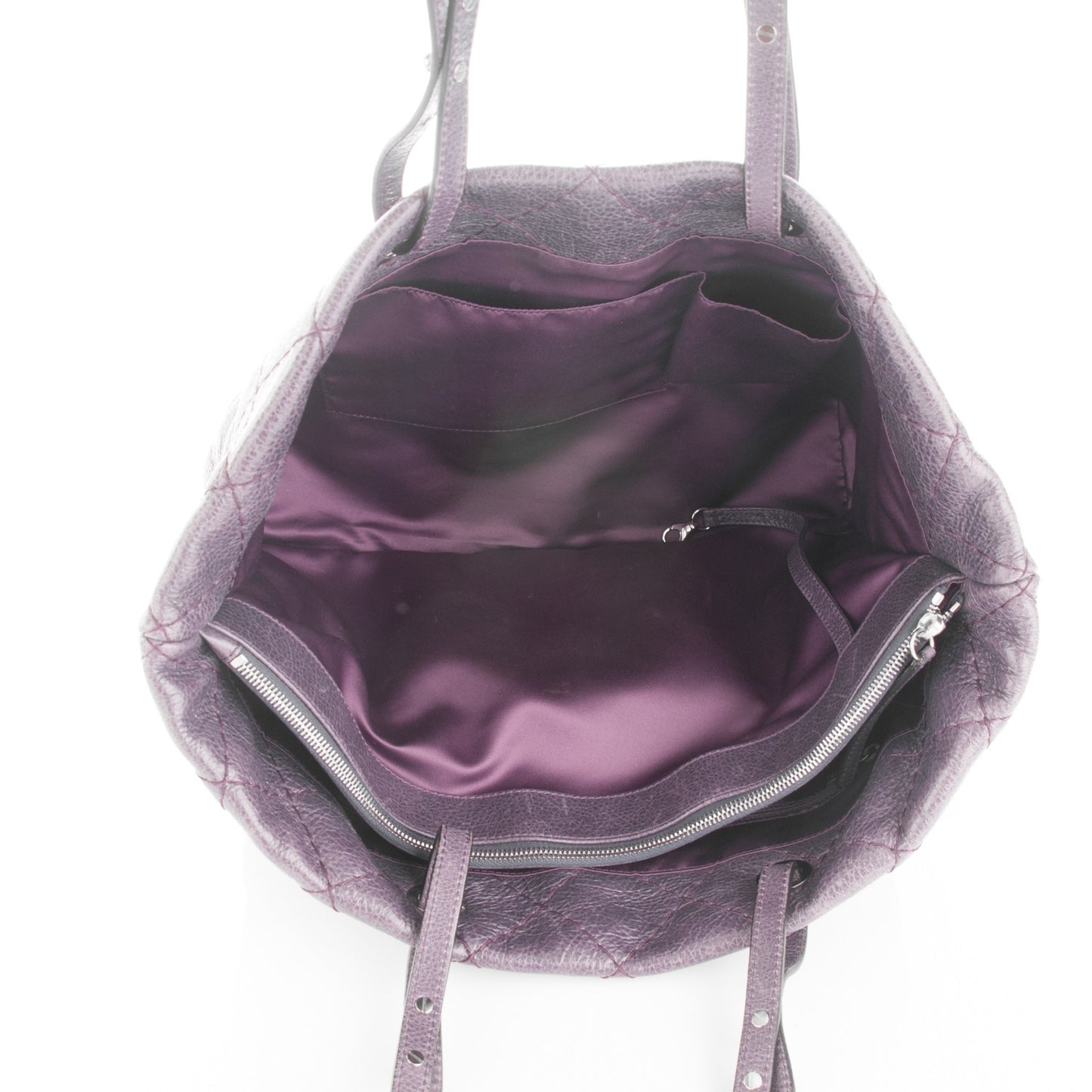 Glazed Calfskin Large On The Road Tote Purple