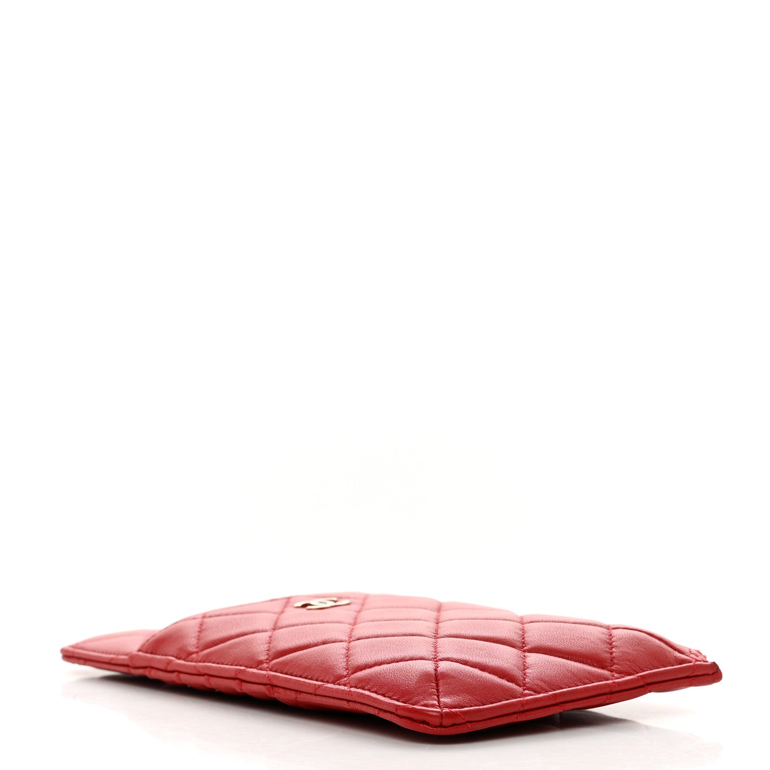 Chanel Lambskin Quilted Classic Flat Wallet Pouch Red 4 of 8