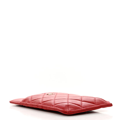 Chanel Lambskin Quilted Classic Flat Wallet Pouch Red 4 of 8