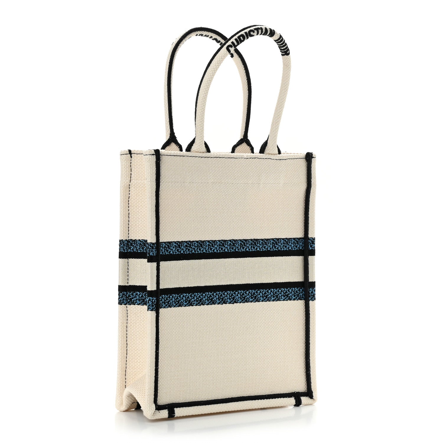 Christian Dior Canvas Embroidered Vertical Lucky Star Book Tote White Multicolor 3 of 11