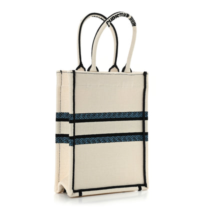 Christian Dior Canvas Embroidered Vertical Lucky Star Book Tote White Multicolor 3 of 11