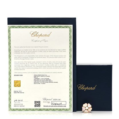 Chopard 18K Rose Gold Diamond Mother of Pearl Happy Hearts Flower Ring 52 6 5 of 5