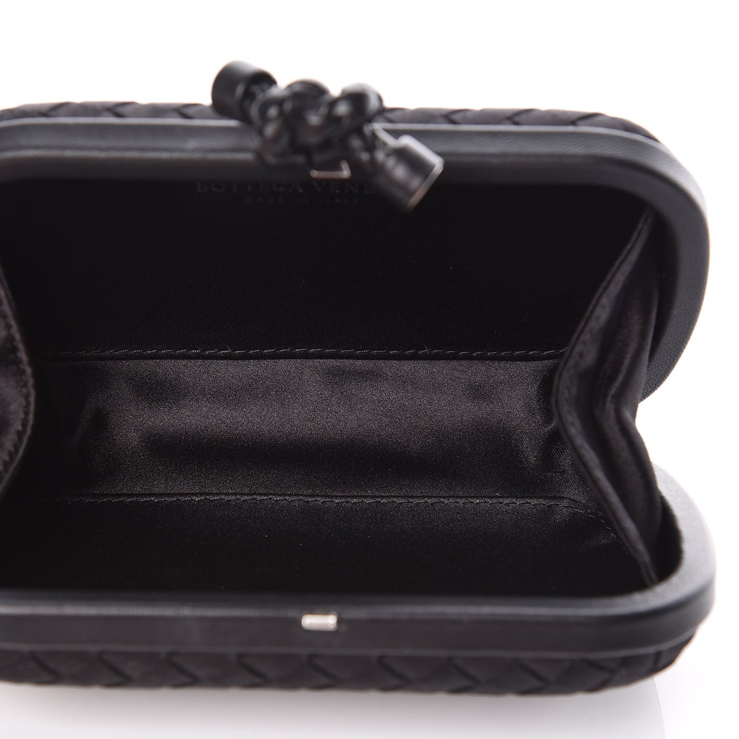 Satin Intreccio Impero Knot Clutch Black
