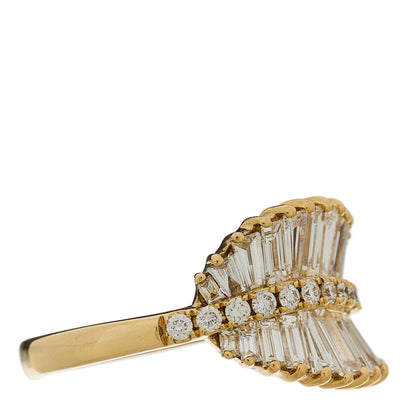Anita Ko 18K Yellow Gold Diamond Sideways Palm Leaf Ring 53 6.5 5 of 7