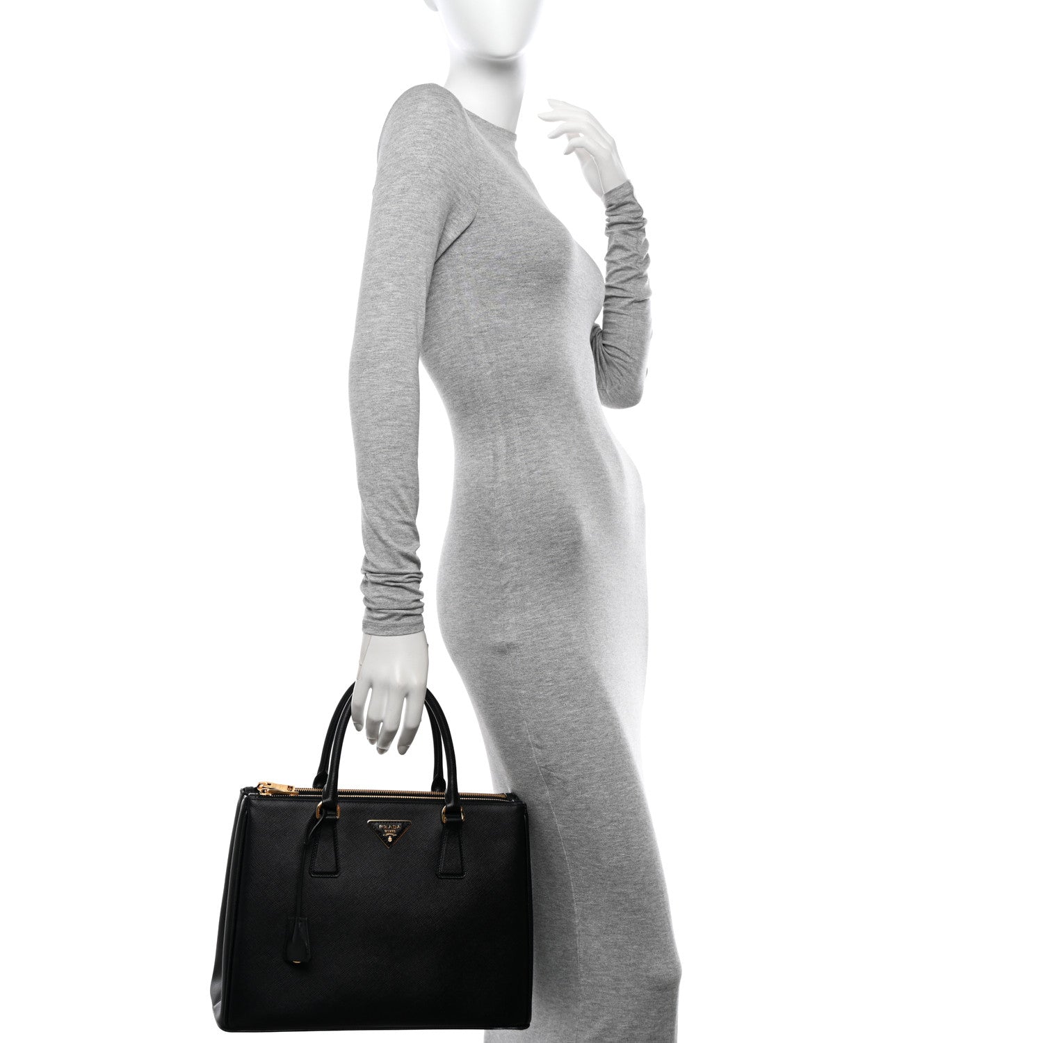 Prada Saffiano Lux Large Galleria Double Zip Tote Black 2 of 12