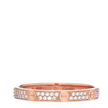 Cartier 18K Pink Gold Diamond 2.6mm LOVE Paved Band Ring 54 6.75 1 of 5