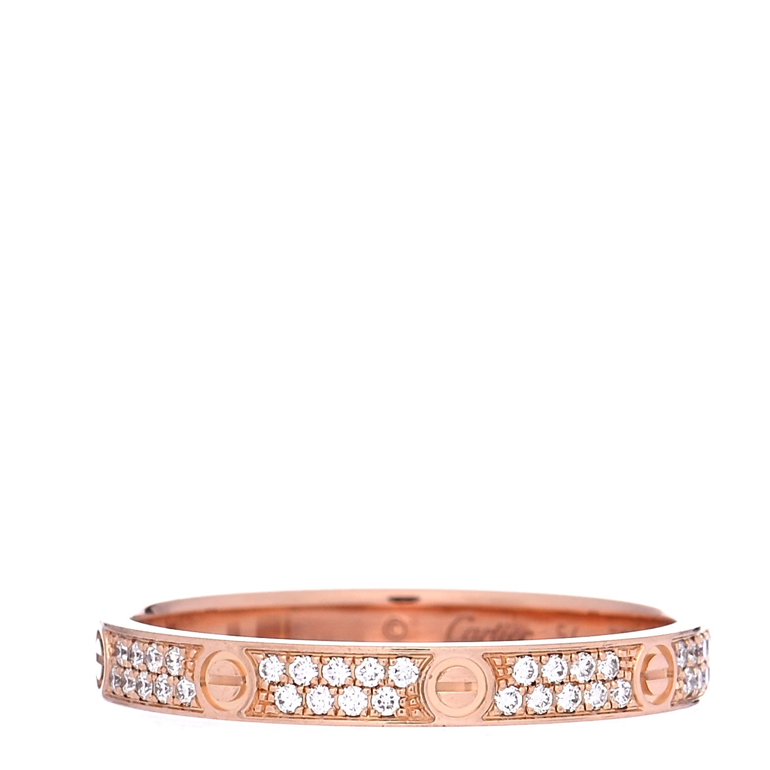 Cartier 18K Pink Gold Diamond 2.6mm LOVE Paved Band Ring 54 6.75 1 of 5