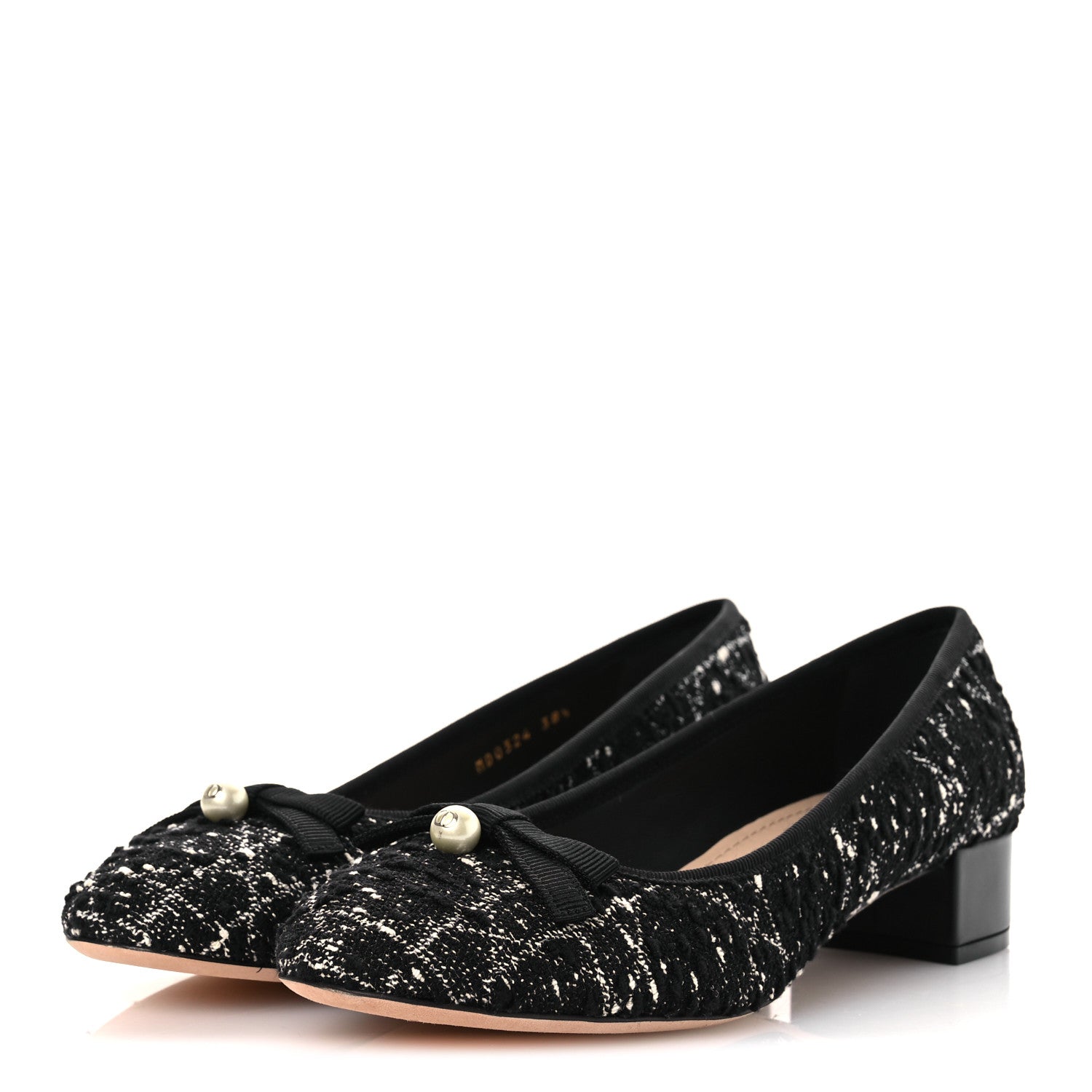 Christian Dior Tweed Ballet Flat 38.5 Black White 4 of 13
