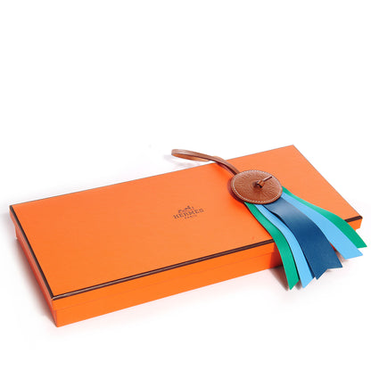 Hermes Hunter Cowhide Milo Lambskin Paddock Flot Bag Charm Celeste Cobalt Menthe 5 of 5