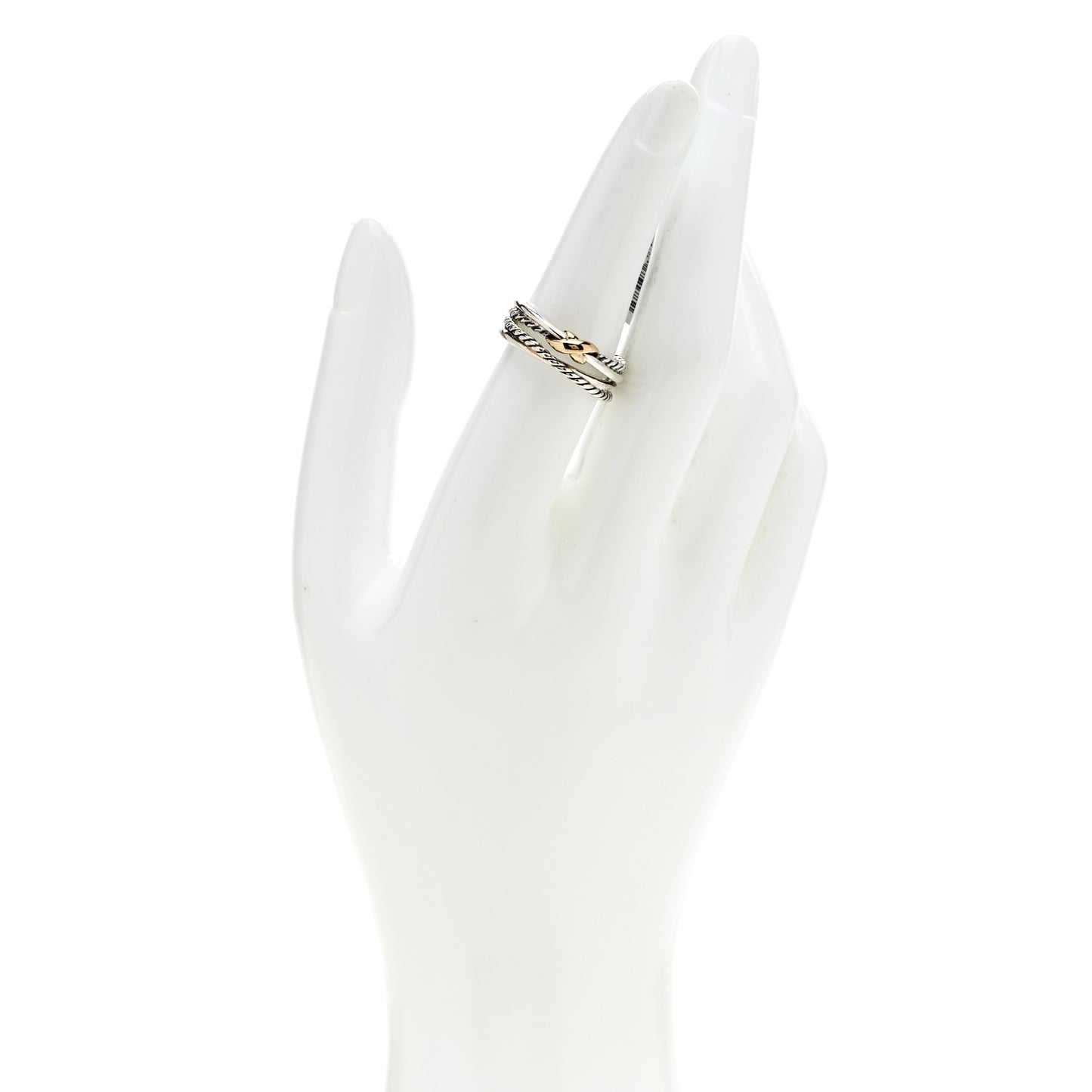 Sterling Silver 18K Yellow Gold 6mm X Crossover Ring 54 6.75