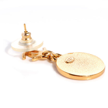 Chanel Enamel CC Star Drop Earrings Gold Peach 4 of 5