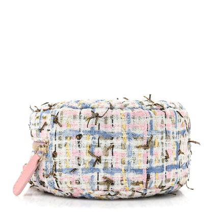 Chanel Tweed Quilted Round Clutch With Chain White Pink Multicolor 4 of 9