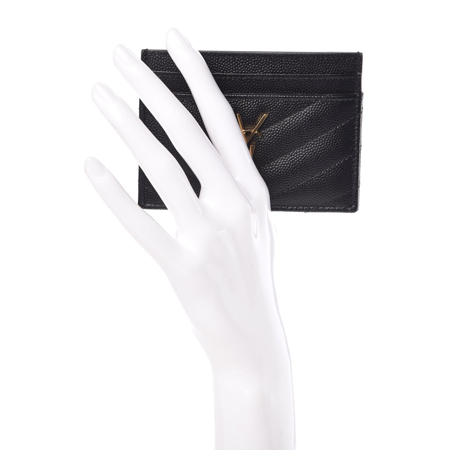 Grain De Poudre Matelasse Chevron Monogram Credit Card Case Black