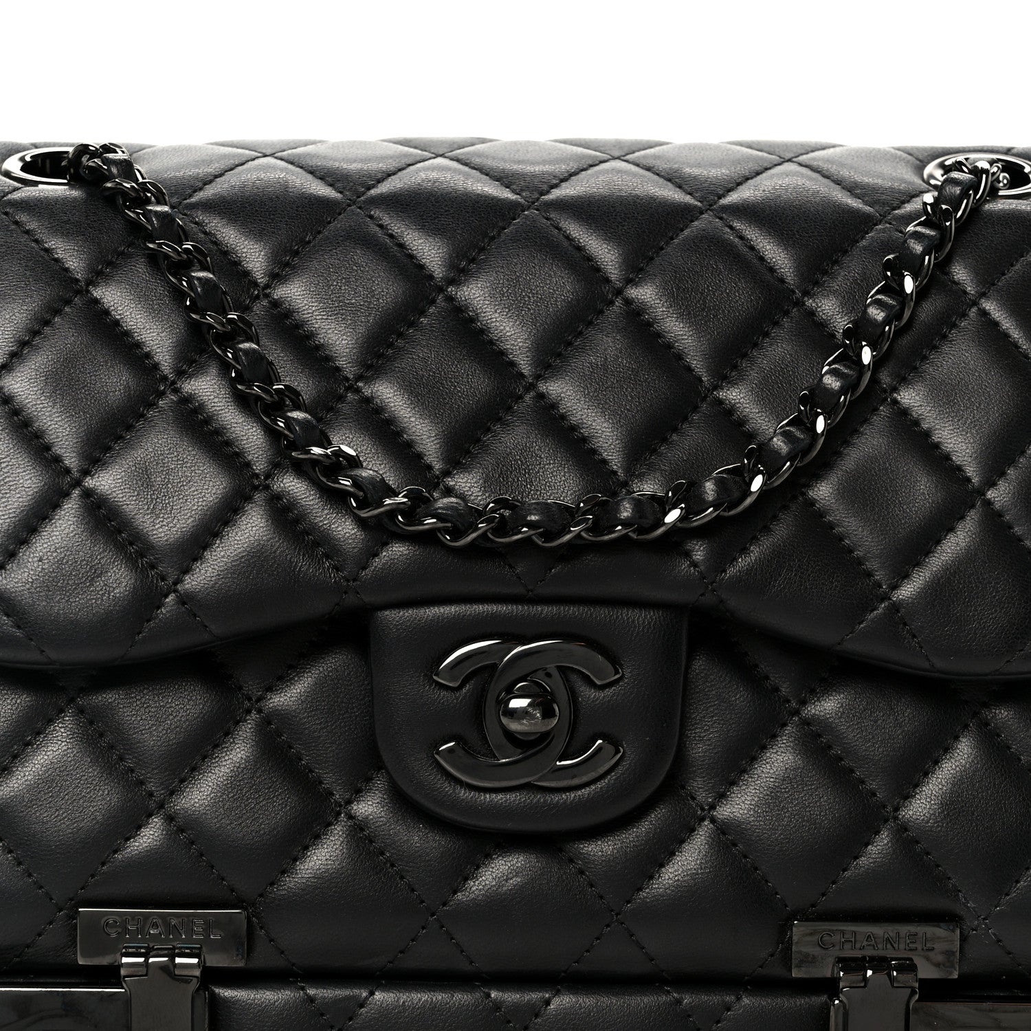Chanel Lambskin Quilted Cockpit Flap Bag Black 10 of 12