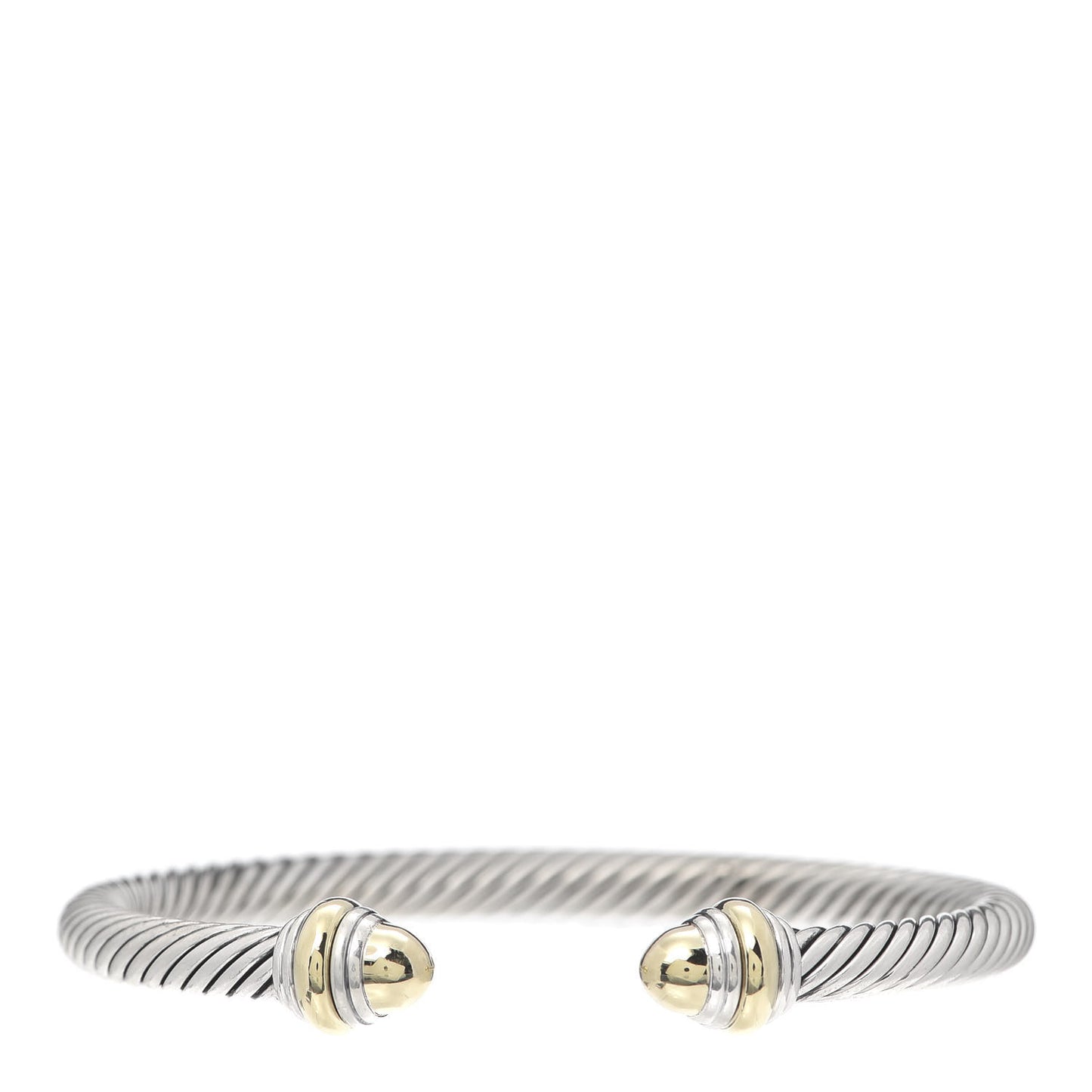 Sterling Silver 14K Yellow Gold 5mm Cable Classics Dome Bracelet