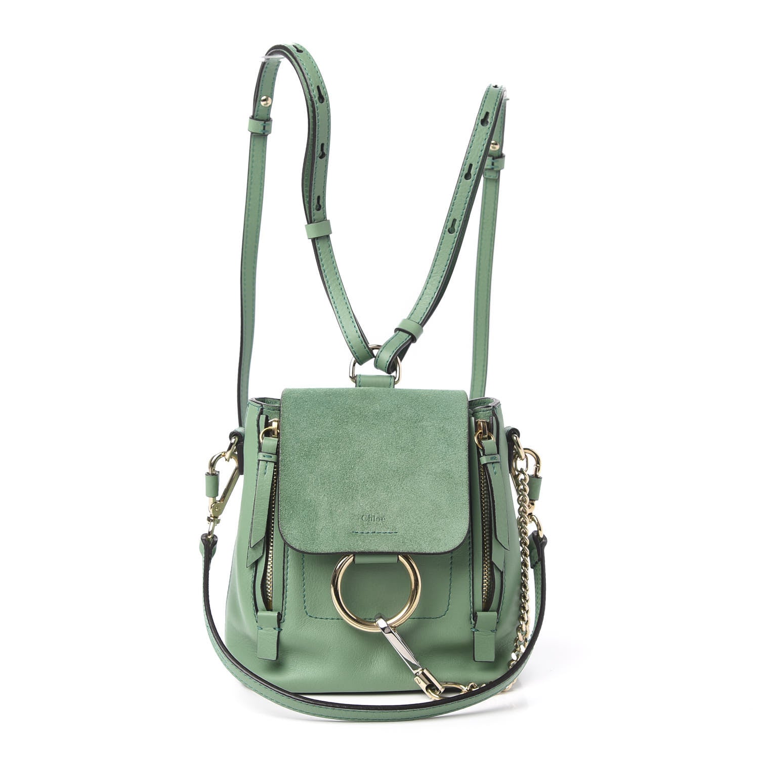Chloe Suede Calfskin Mini Faye Backpack Happy Green 1 of 9