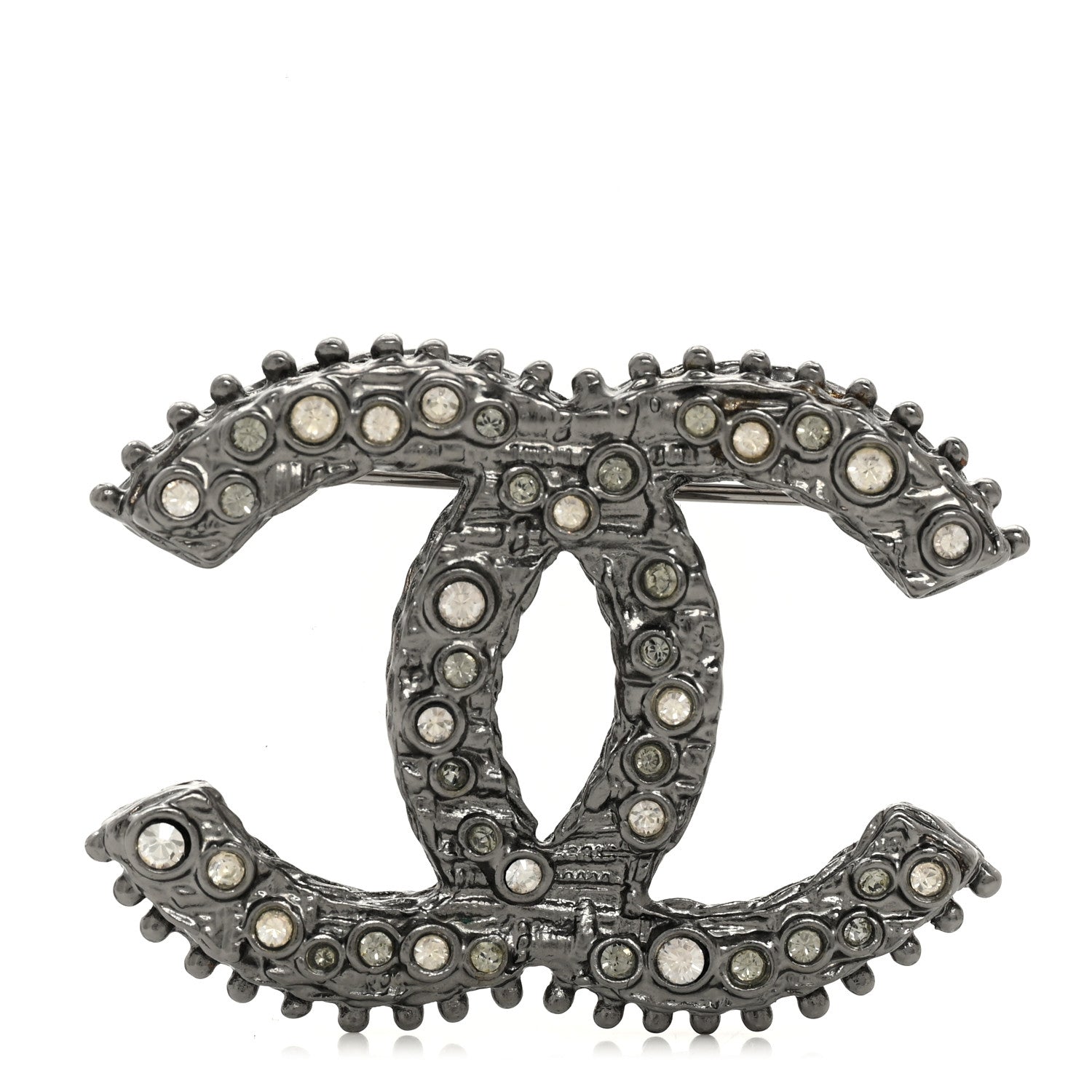Chanel Ruthenium Crystal CC Brooch 1 of 4