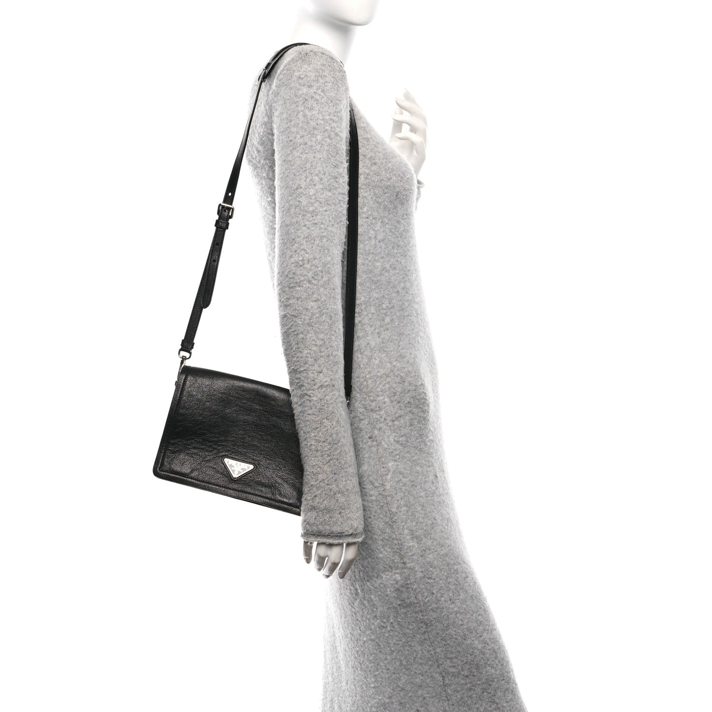Glace Calf Shoulder Bag Black