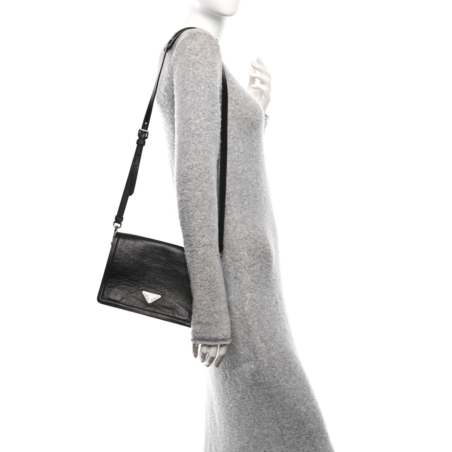 Prada Glace Calf Shoulder Bag Black 2 of 10