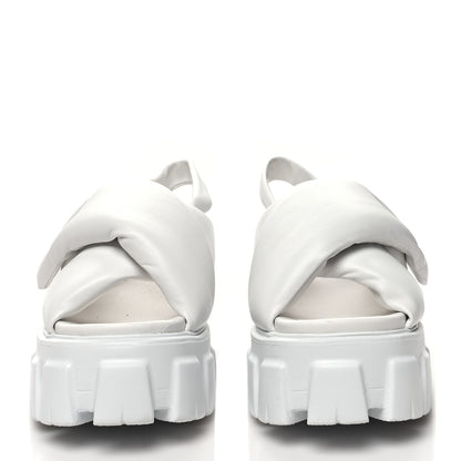 Prada Nappa Soft Metal Triangle Logo Padded Monolith 55mm Slingback Sandals 37.5 White 2 of 8