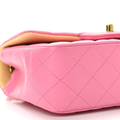 Chanel Lambskin Quilted Mini Rectangular Flap Pink Yellow 9 of 11