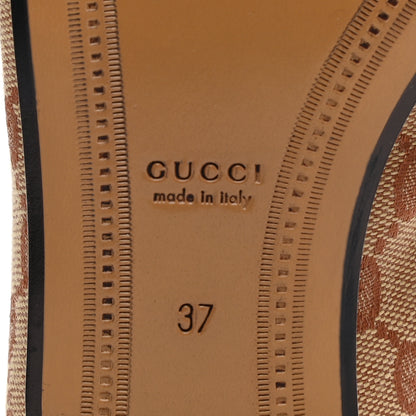 Gucci Canvas GG Monogram Horsebit Womens Jordaan Loafers 37 Beige Ruggine Rust 6 of 9