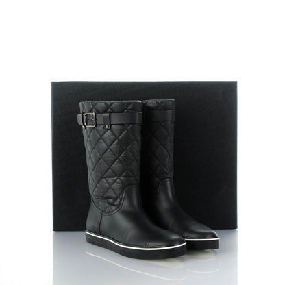 Chanel Aged Calfskin Quilted Boots 38.5 Black 7 of 7