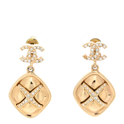 Chanel Crystal CC Drop Earrings Gold 1 of 4