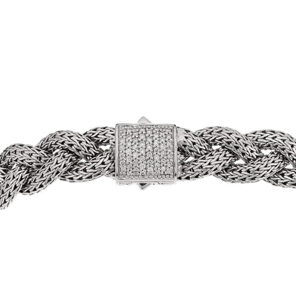John Hardy Sterling Silver Diamond 16mm Braided Chain Necklace 5 of 5