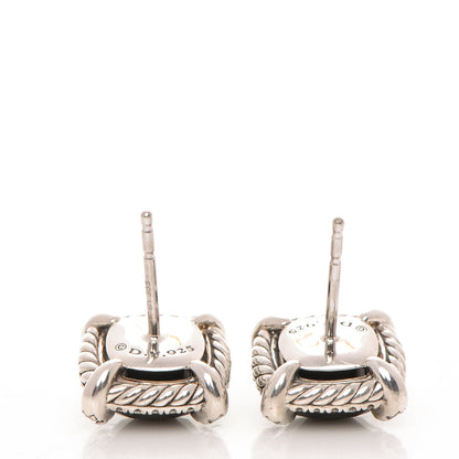 David Yurman Sterling Silver Diamond Black Onyx 9mm Chatelaine Bezel Earrings 3 of 4