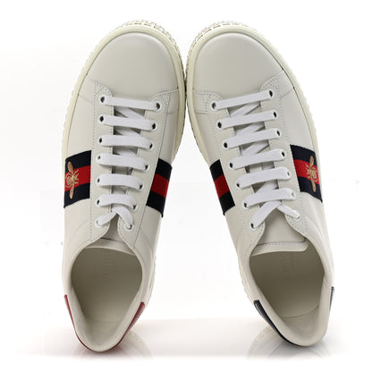 Gucci Calfskin Crystal Web Bee Embroidered Womens Ace Platform Sneakers 37.5 White 2 of 9
