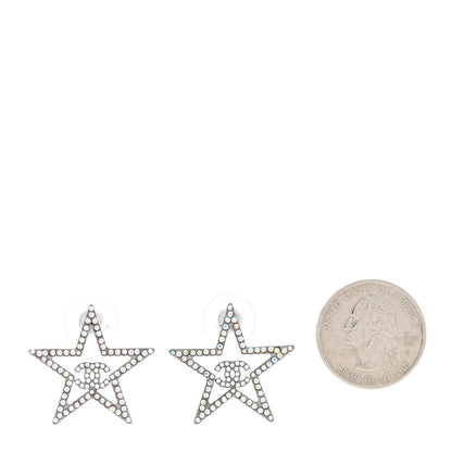 Chanel Ruthenium Crystal Star CC Earrings Iridescent Pink 2 of 4