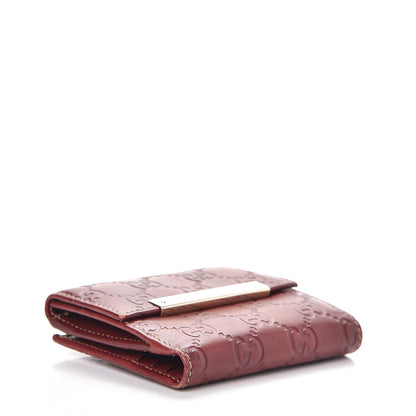 Gucci Guccissima Metal Bar French Flap Wallet Dark Red 4 of 8
