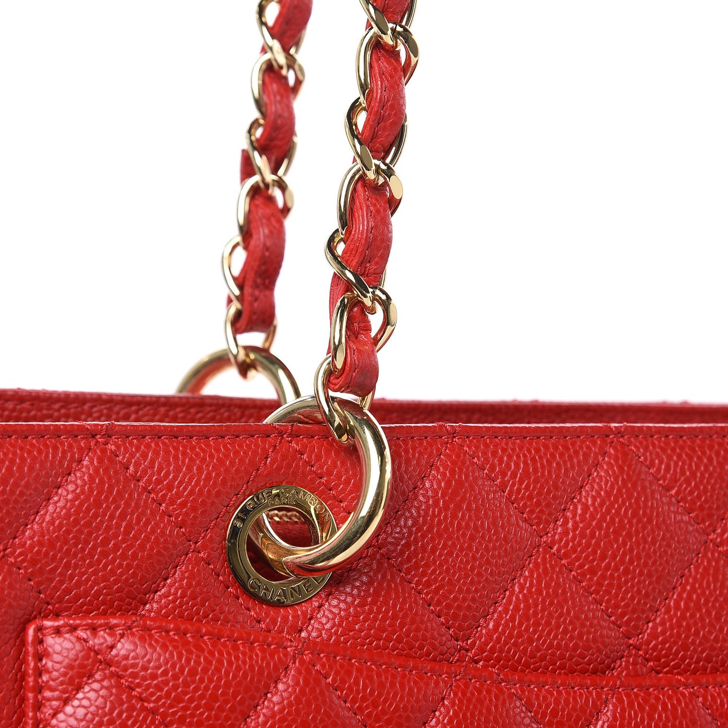 Caviar Quilted Grand Shopping Tote GST Red
