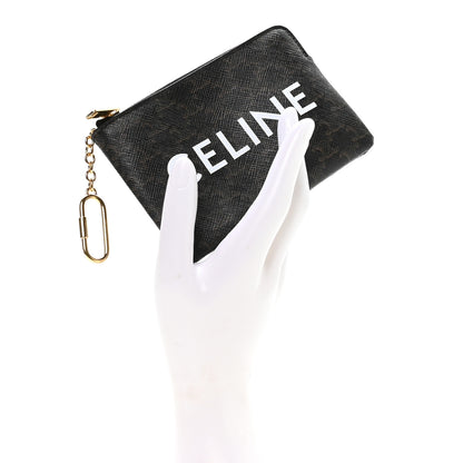 Celine Triomphe Canvas Logo Coin and Card Pouch With Hook Black 2 of 8