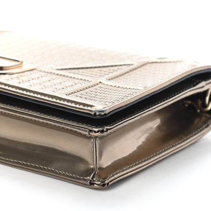 Christian Dior Metallic Patent Micro-Cannage Diorama Wallet on Chain Pouch Gold 10 of 10