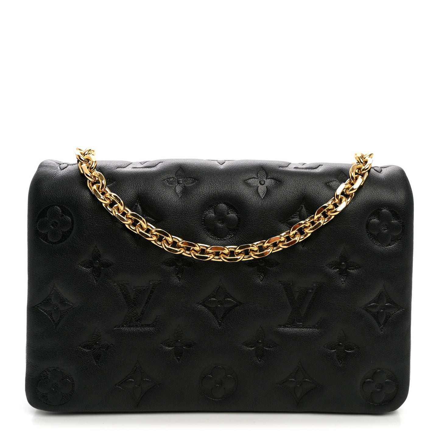 Lambskin Embossed Monogram Pochette Coussin Black