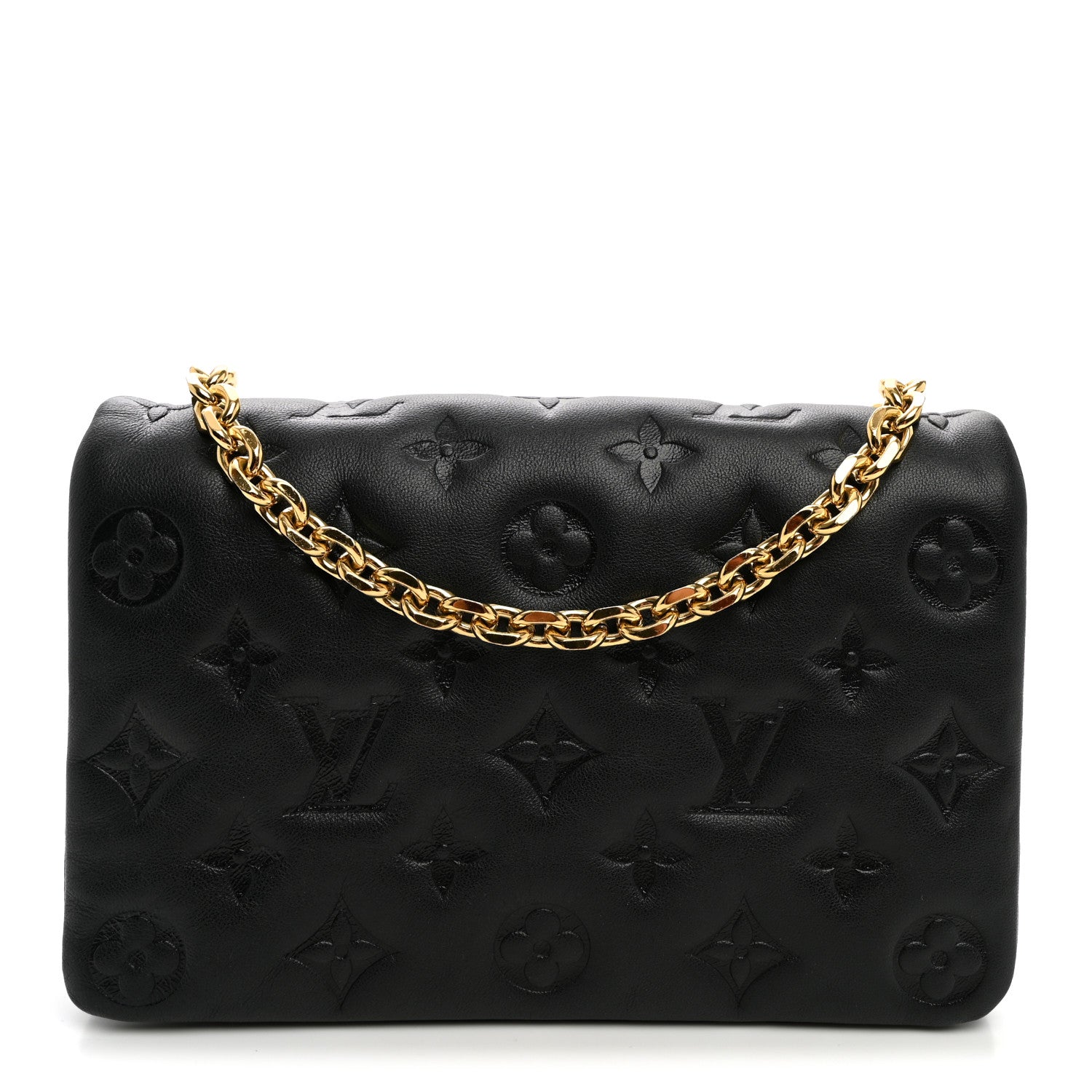 Louis Vuitton Lambskin Embossed Monogram Pochette Coussin Black 1 of 9