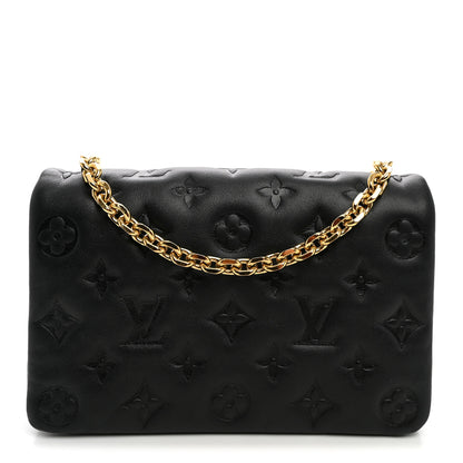 Louis Vuitton Lambskin Embossed Monogram Pochette Coussin Black 1 of 9